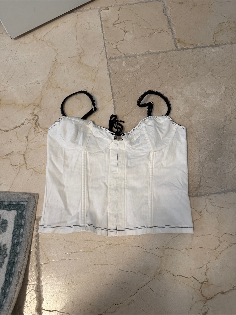 White Fox Boutique White Bustier Camisole with Black Trim